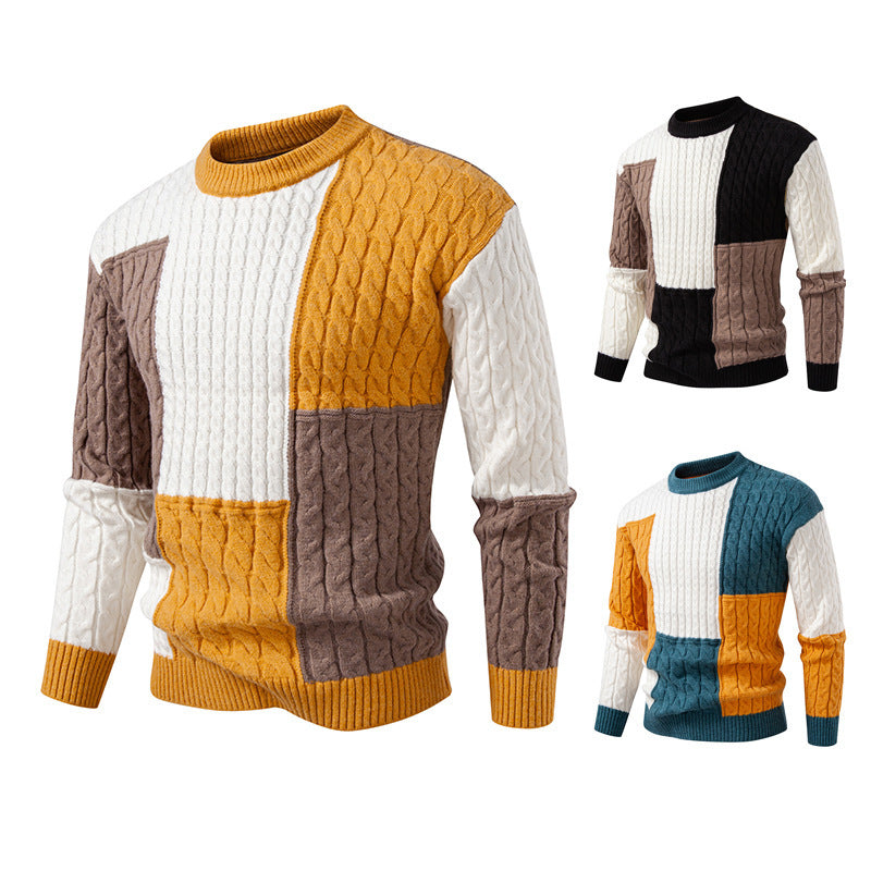 Men's stylish knitted sweater with creative color block look Skorter