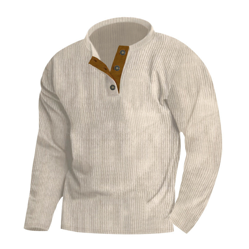 Men's sweater with textured surface and button placket detail Skorter