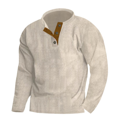 Men's sweater with textured surface and button placket detail Skorter
