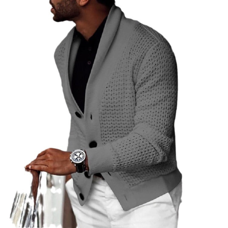 Men's cardigan with textured design and elegant shawl collar Skorter