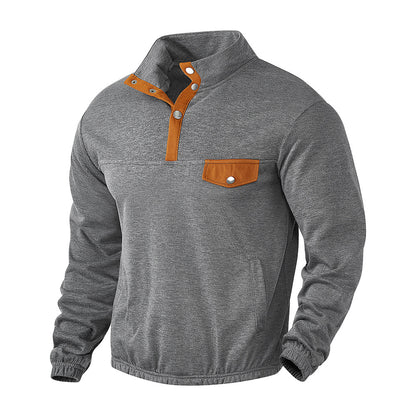 Men's Stylish Pullover with Half Zipper and Practical Chest Pocket Skorter