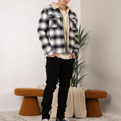 Men's stylish flannel jacket with warm fleece lining Skorter