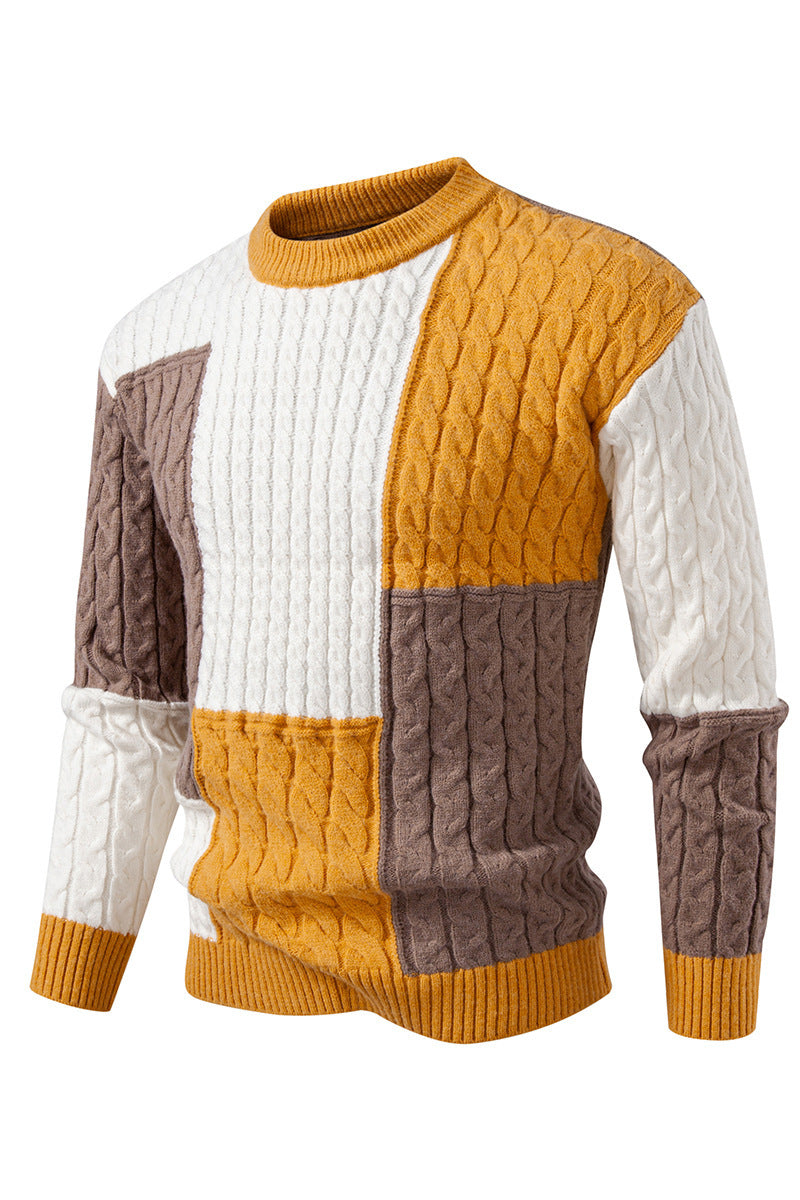 Men's stylish knitted sweater with creative color block look Skorter