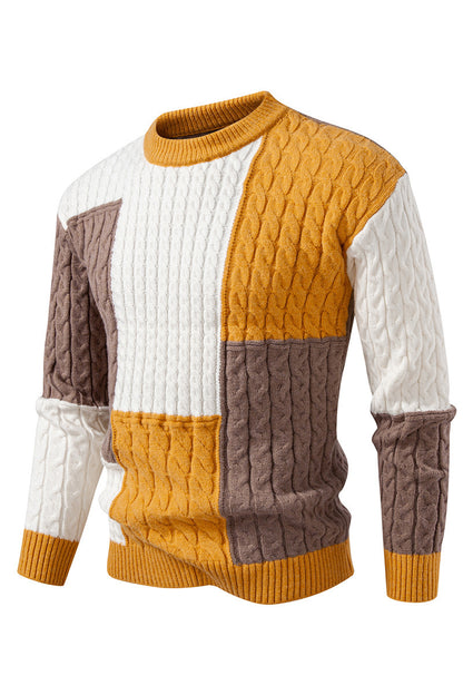 Men's stylish knitted sweater with creative color block look Skorter