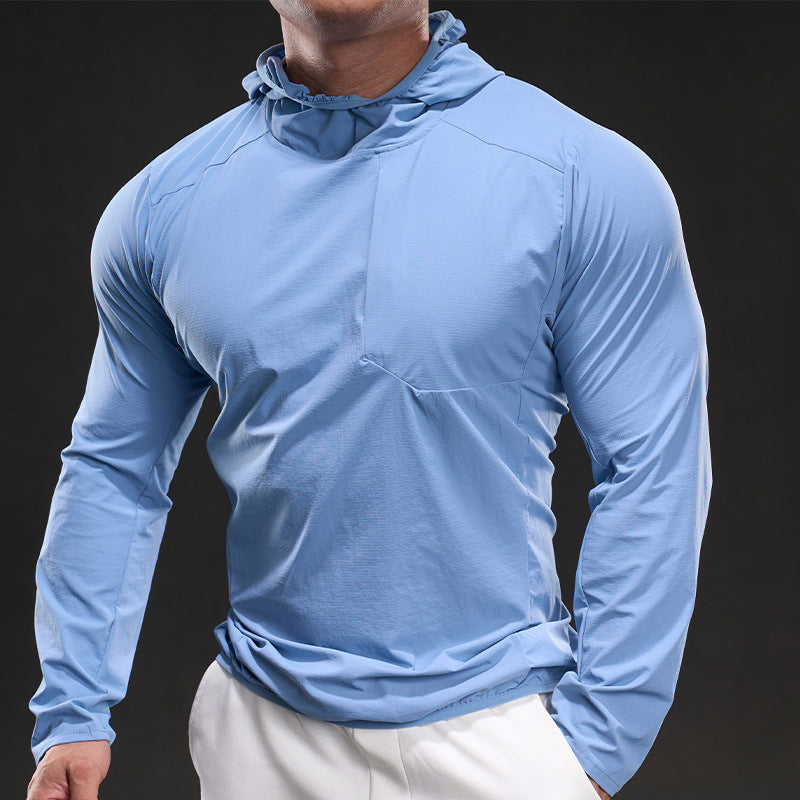 Herrskjorta med lång ärm och huva, andningsbar, kortärmad