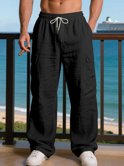 Men's relaxed cargo pants with elastic waistband and practical side pockets Skorter