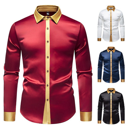 Men's elegant long-sleeve shirt with satin accents Skorter