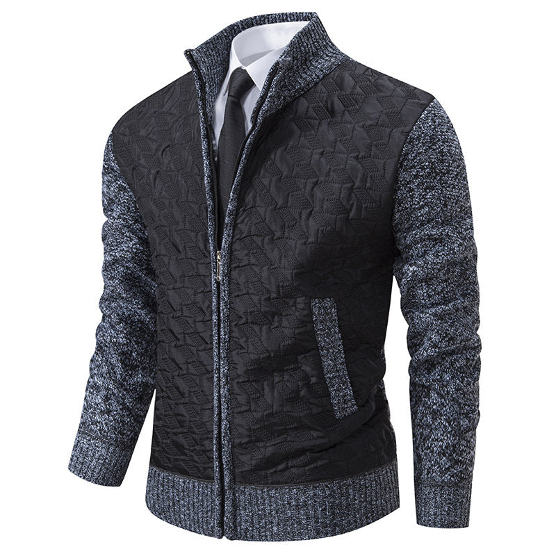 Men's stylish padded jacket with textured outer material and high collar Skorter