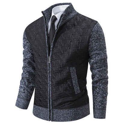 Men's stylish padded jacket with textured outer material and high collar Skorter