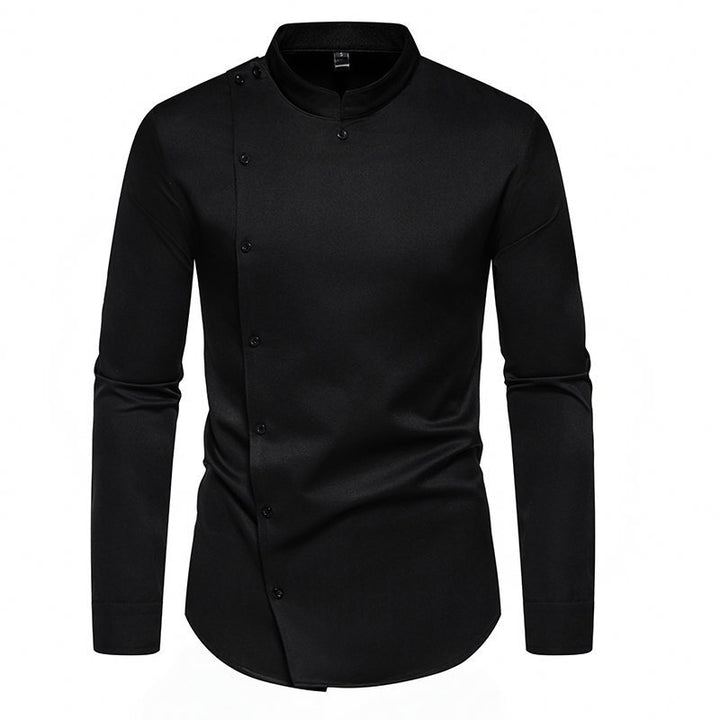 Men's long sleeve shirt with modern button design and stand-up collar Skorter