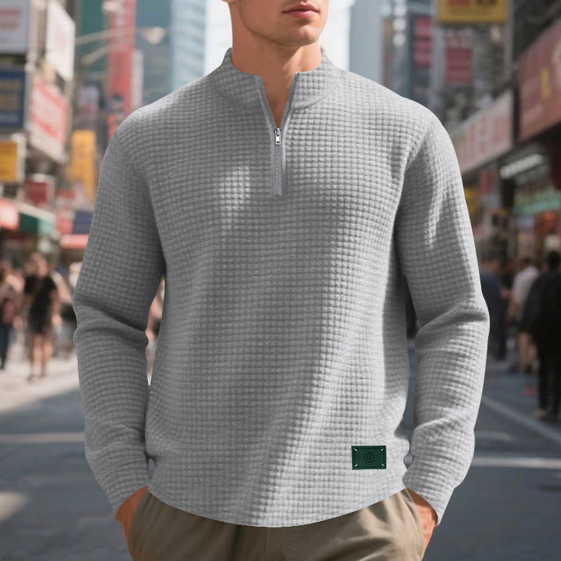 Men's sweater with textured design and high-collar Skorter