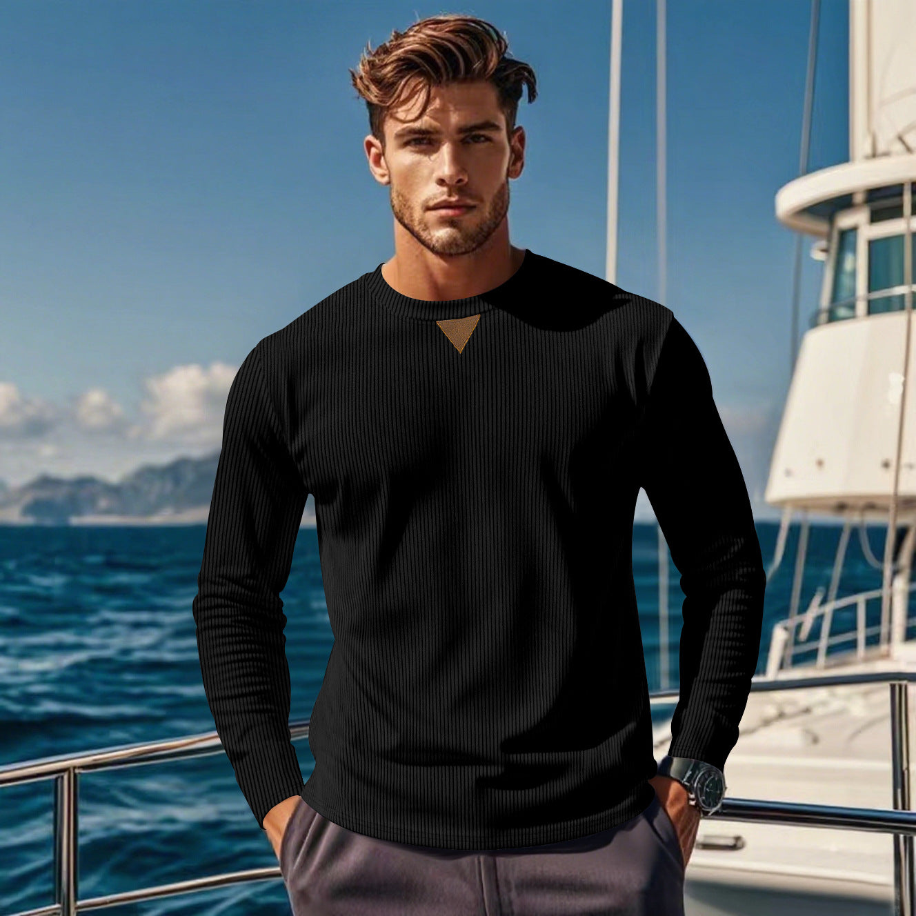 Men's sporty long-sleeve shirt with innovative texture design Skorter