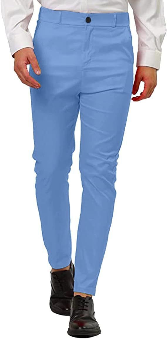 Men's Fashion Slim-Fit Chino Pants with Elastic Waistband and Innovative Design Skorter