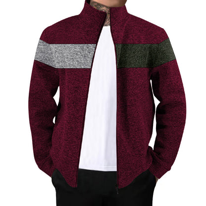 Men's sporty stand-up collar sweater with contrasting color areas and high-quality cotton Skorter
