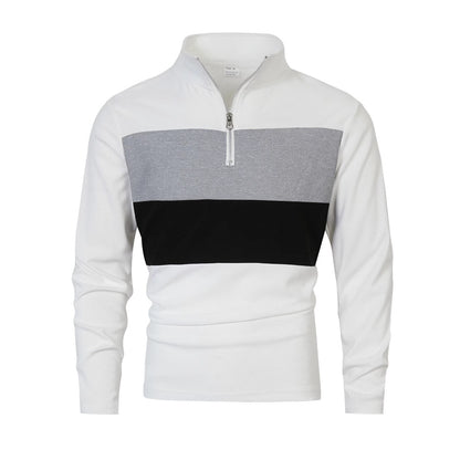 Men's stylish sweater with zipper and color block design Skorter