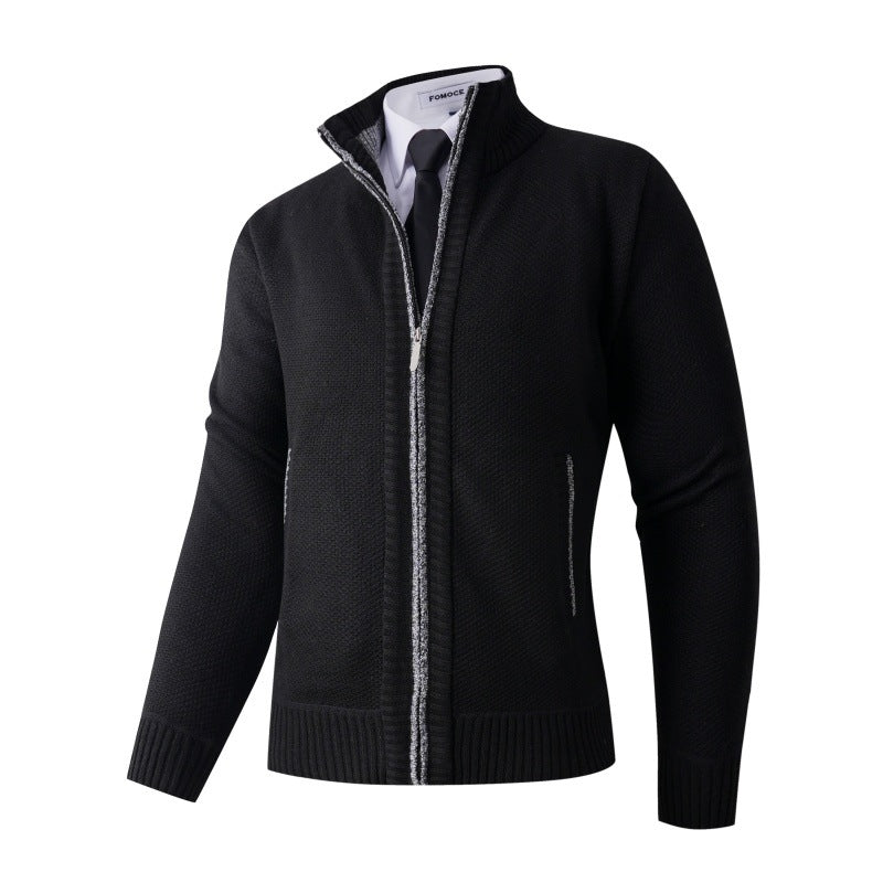 Men's stylish cardigan with high collar and practical pockets Skorter