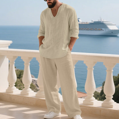 Luftig linnekostym för män Skorter