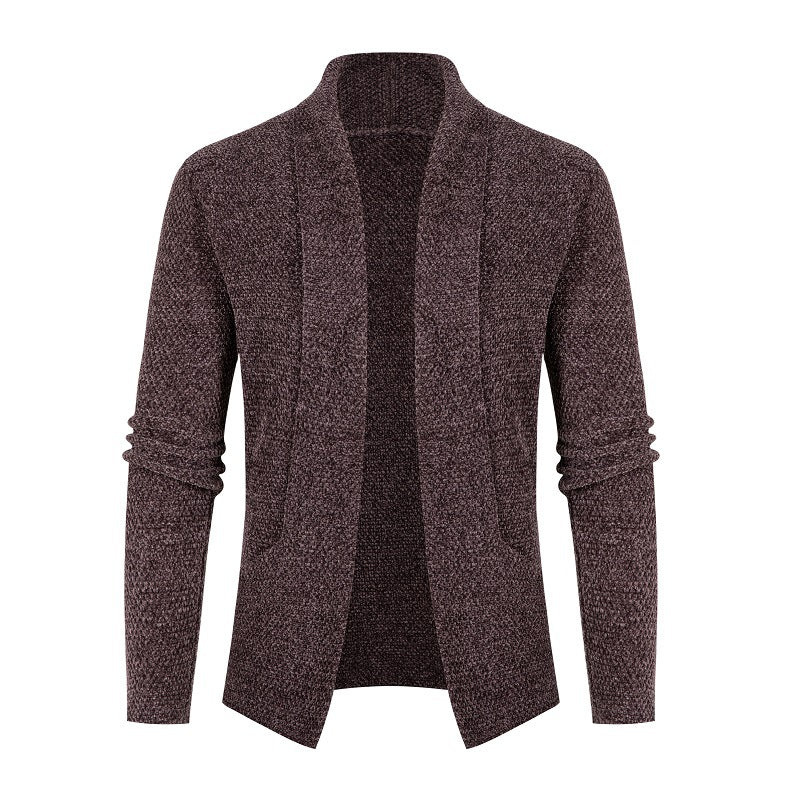 Men's cardigan with modern shawl collar and fine textured pattern Skorter