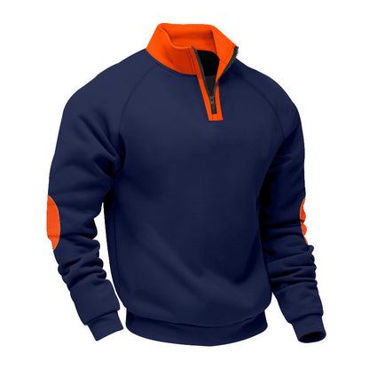 Men's sporty pullover with stand-up collar and practical zipper details Skorter