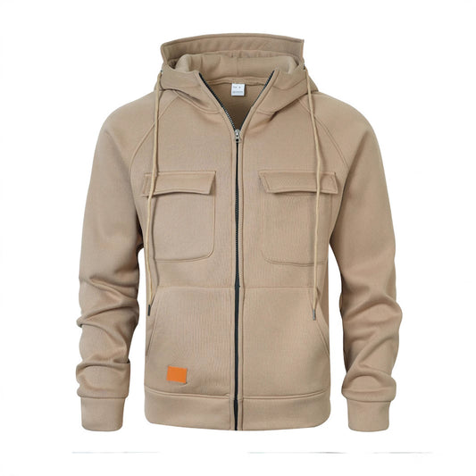 Men's Stylish Hooded Jacket with Practical Pockets and Zipper Skorter