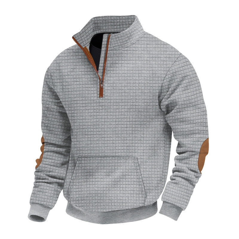 Men's stylish fleece pullover with stand-up collar and practical zipper Skorter