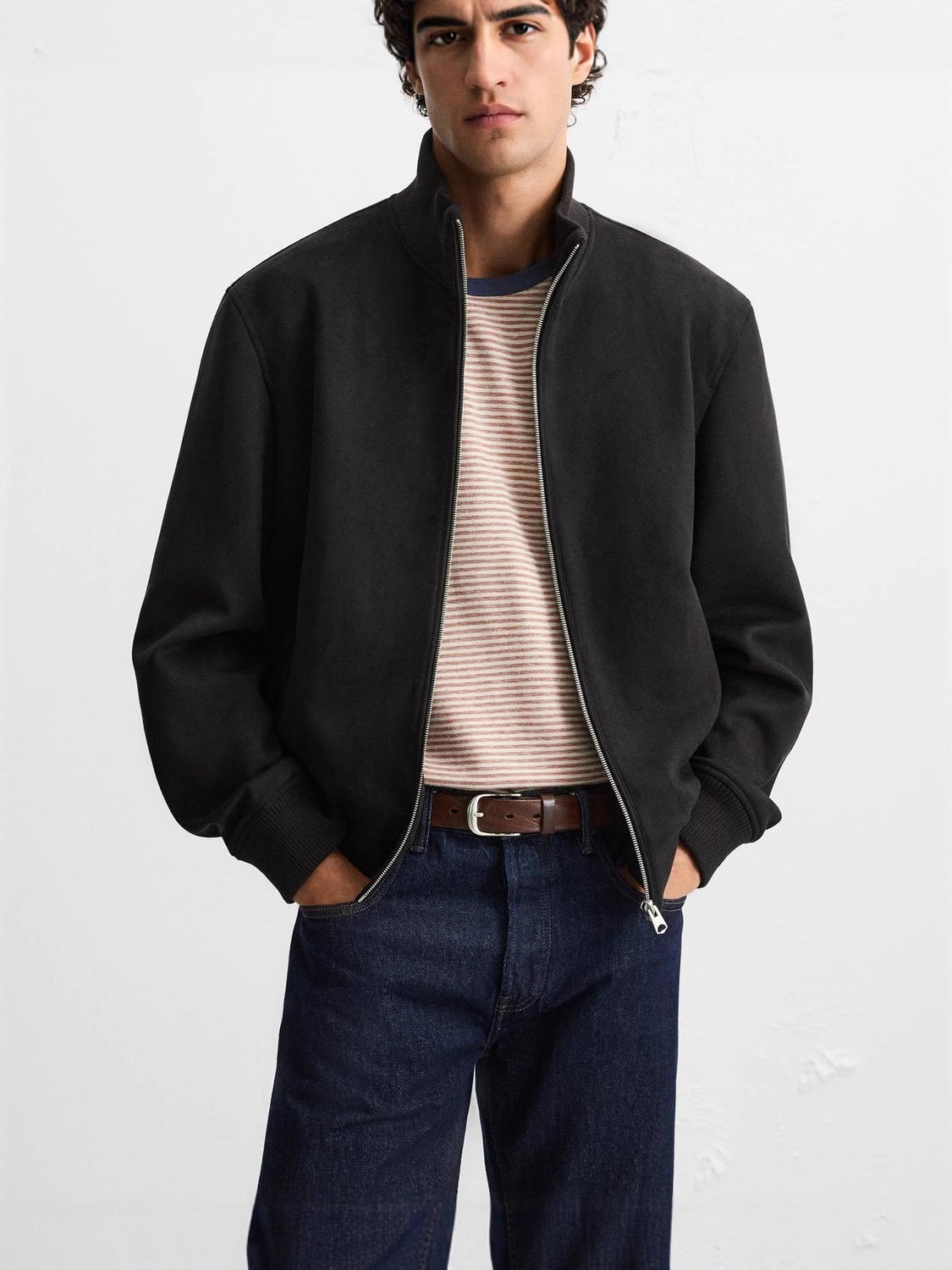 Men's transitional jacket in modern suede look Skorter