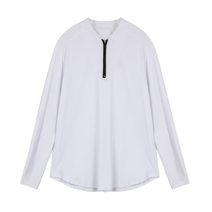 Men's Sporty Long Sleeve Top with Half Zipper and Breathable Material Skorter
