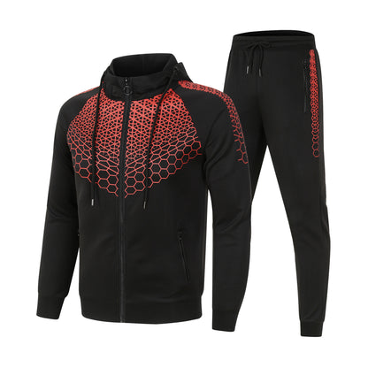 Men's sporty tracksuit set with innovative honeycomb pattern and practical zipper Skorter