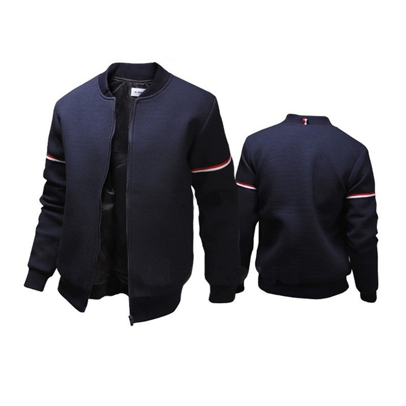 Men's sporty zip jacket with structured surface and contrast stripes Skorter