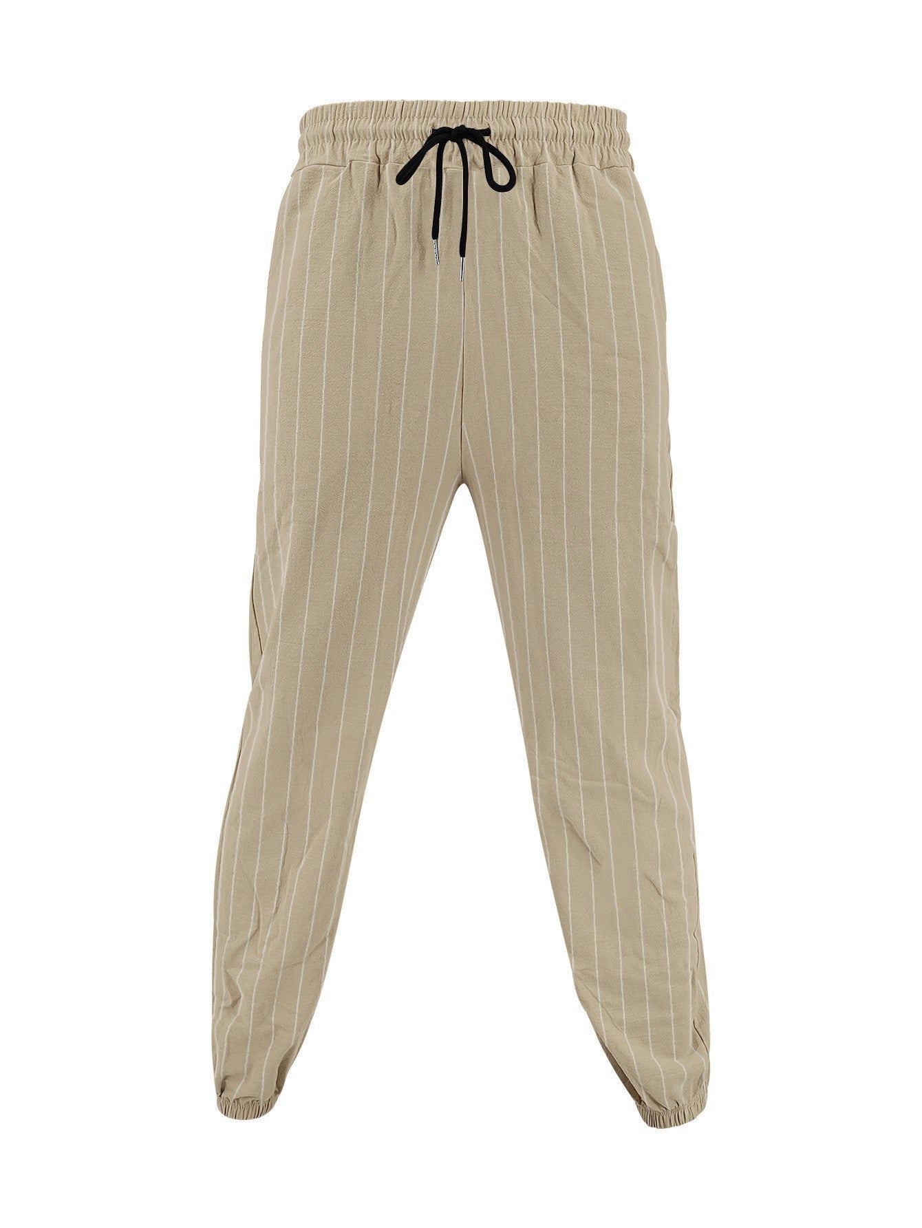 Men's elegant leisure pants with elastic waistband and side stripes Skorter