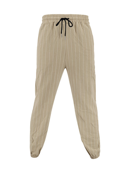 Men's elegant leisure pants with elastic waistband and side stripes Skorter