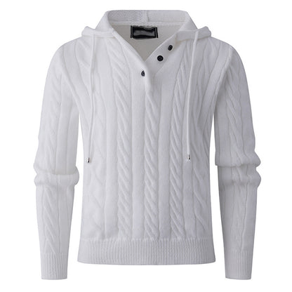 Men's chunky knit sweater with hood and modern cable pattern Skorter