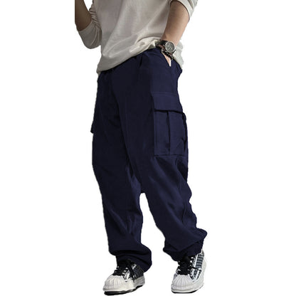 Men's Stylish Cargo Pants with Side Pockets and Elastic Waistband Skorter