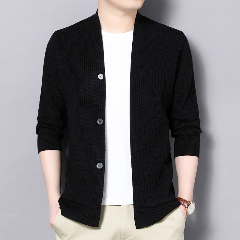 Men's Cardigan with Open Cut and Practical Pockets Skorter