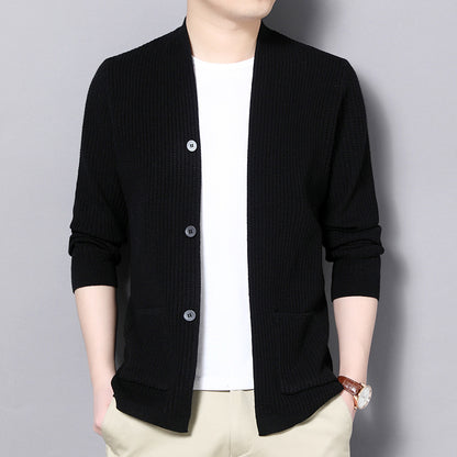 Men's Cardigan with Open Cut and Practical Pockets Skorter