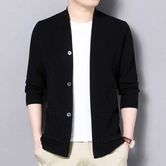 Men's Cardigan with Open Cut and Practical Pockets Skorter