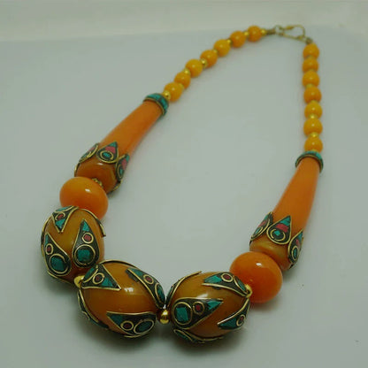 Skorter | Ethnic style Tibetan accessories, oversized style large beads Nepalese handmade short necklaces, collarbone chains