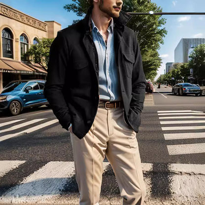Men's timeless utility jacket with practical pockets and stand-up collar Skorter