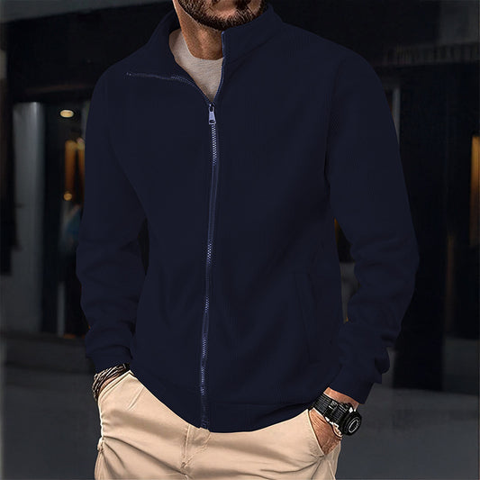 Men's Stylish Jacket with Zipper and High Collar Skorter