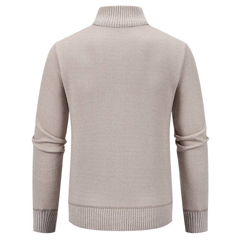 Herrkardigan med hög krage och moderna dragkedjefickor Skorter