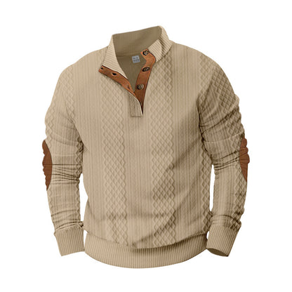 Men's stylish knit sweater with modern button design and textured fabric Skorter