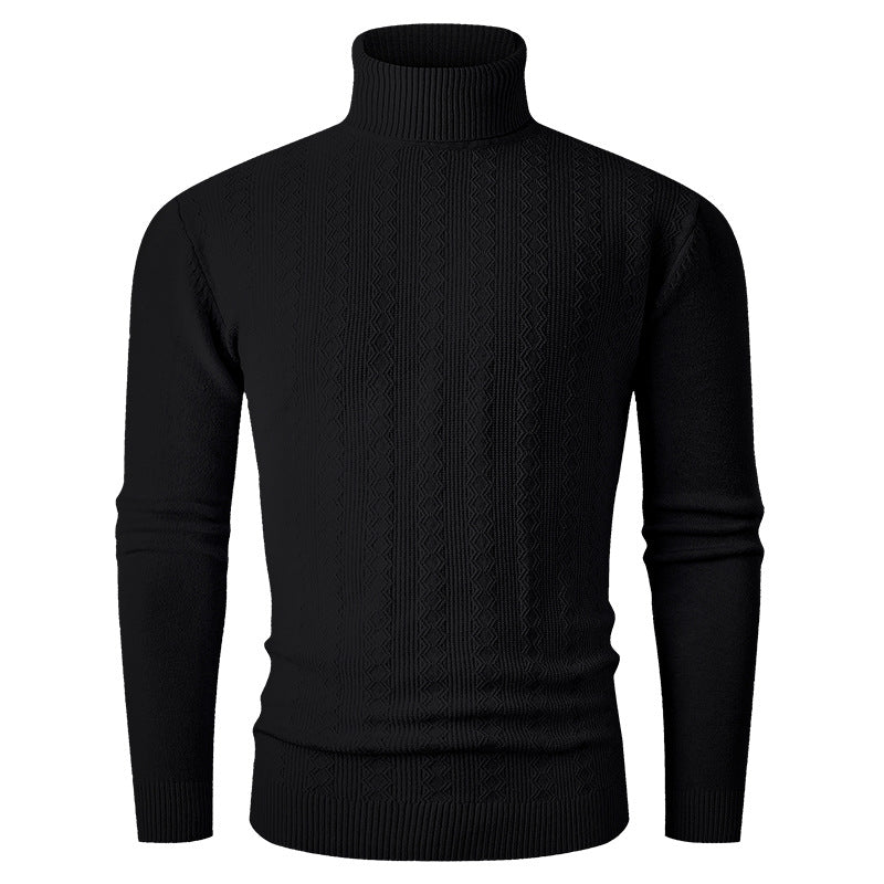 Men's turtleneck sweater with textured pattern and high collar Skorter