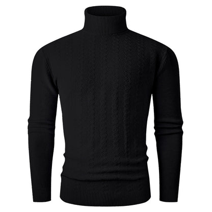 Men's turtleneck sweater with textured pattern and high collar Skorter