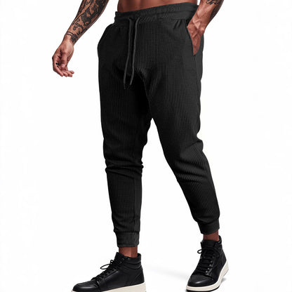 Men's Sporty Waffle Structure Jogging Pants Skorter