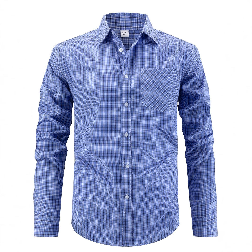 Men's stylish long-sleeved shirt with checked pattern Skorter