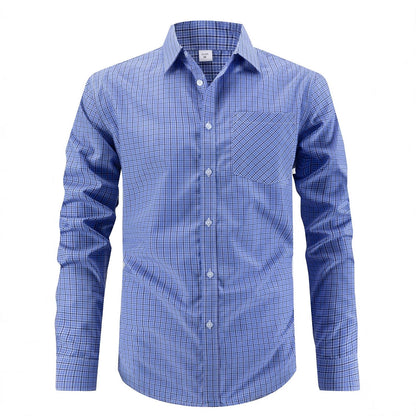 Men's stylish long-sleeved shirt with checked pattern Skorter
