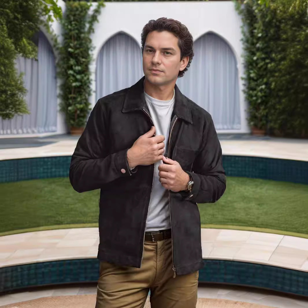 Men's suede jacket in minimalist design Skorter