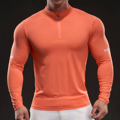 Men's Athletic Long Sleeve Shirt with Half Zipper Skorter