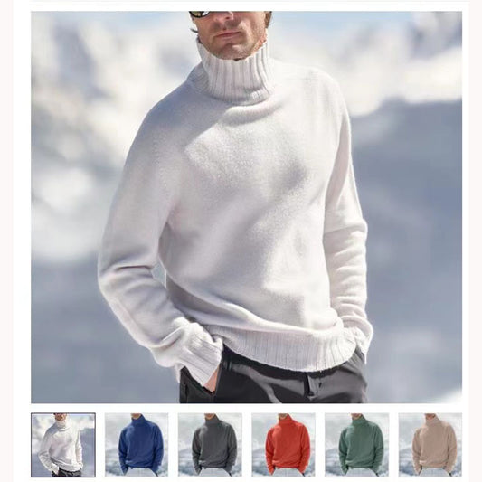 Men's turtleneck sweater made of high-quality wool with textured details Skorter