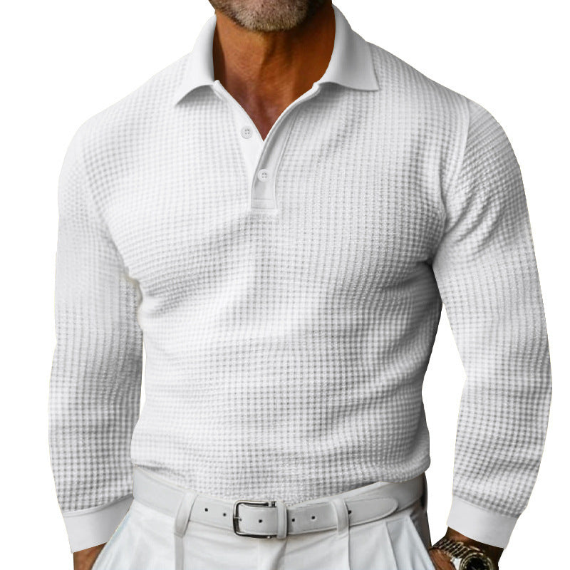 Men's stylish long sleeve shirt with textured design and modern button placket Skorter